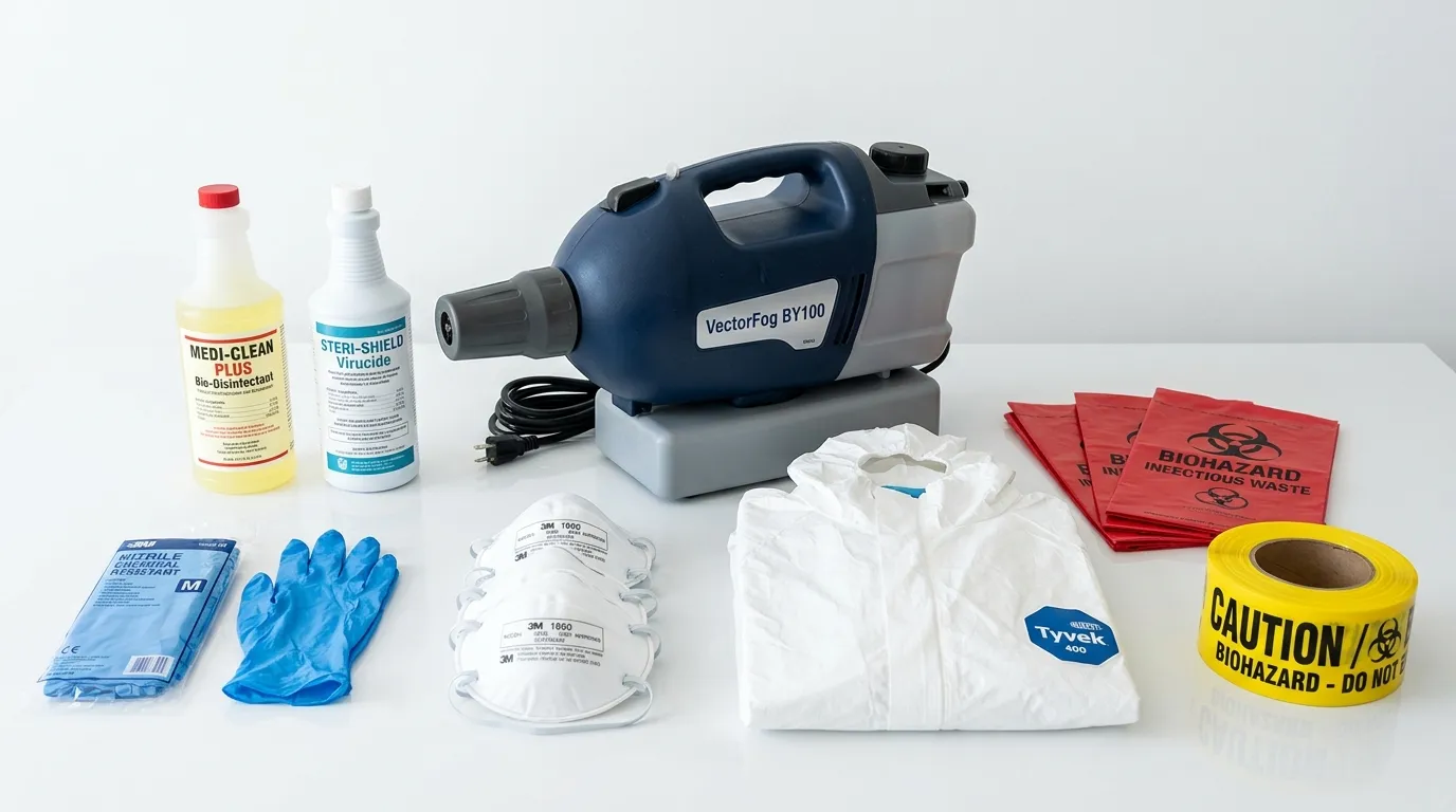 Professional biohazard remediation crew working in Farmington